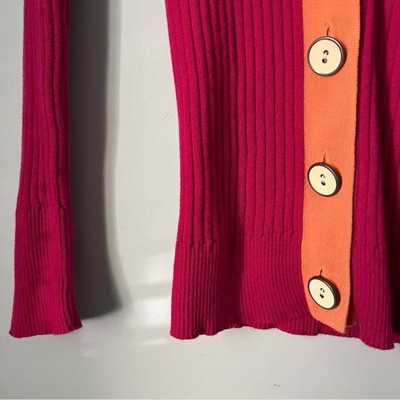 Old Navy Pink & Orange Ribbed Metal Button Cardigan Sweater Size Small - Picture 5 of 16